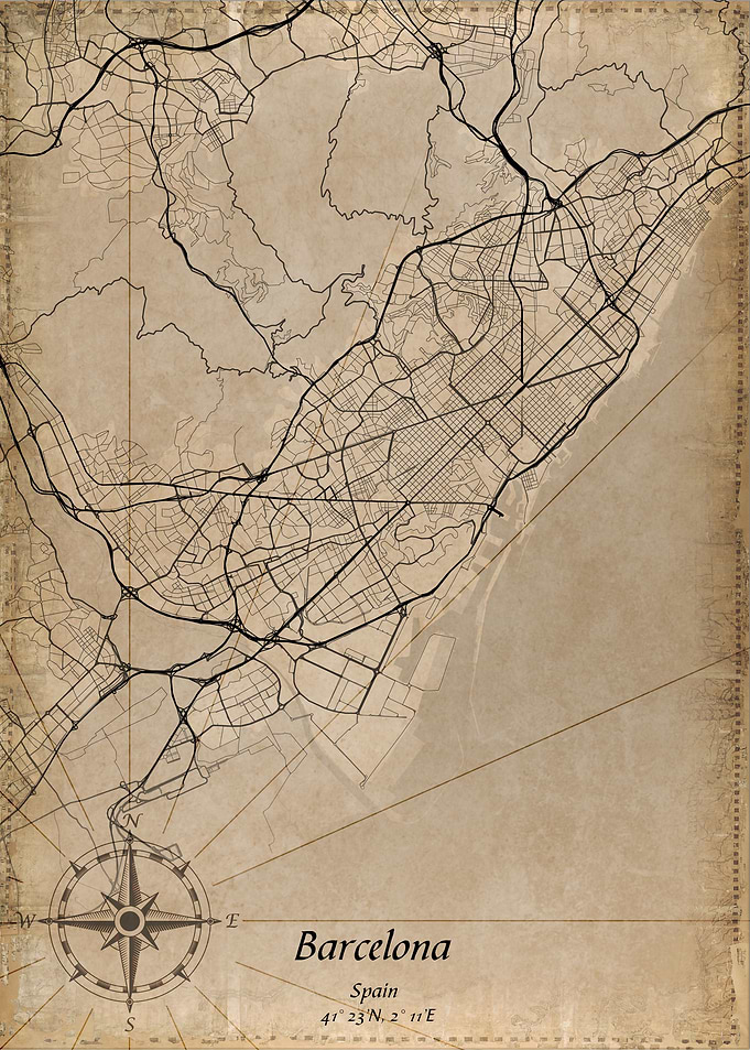 barcelona vinatge map
