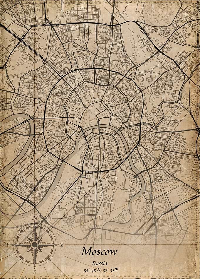 moscow vinatge map