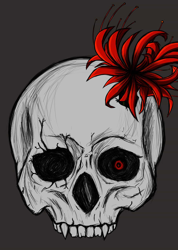 Vampire Skull and flower