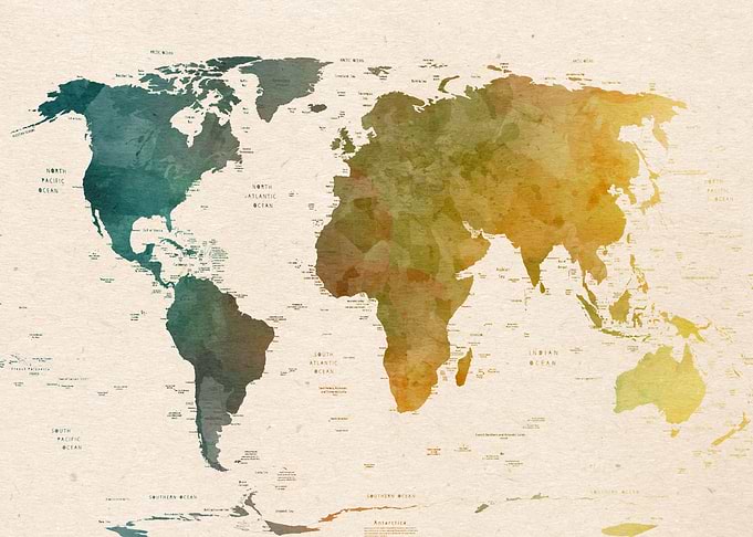 world map political retro