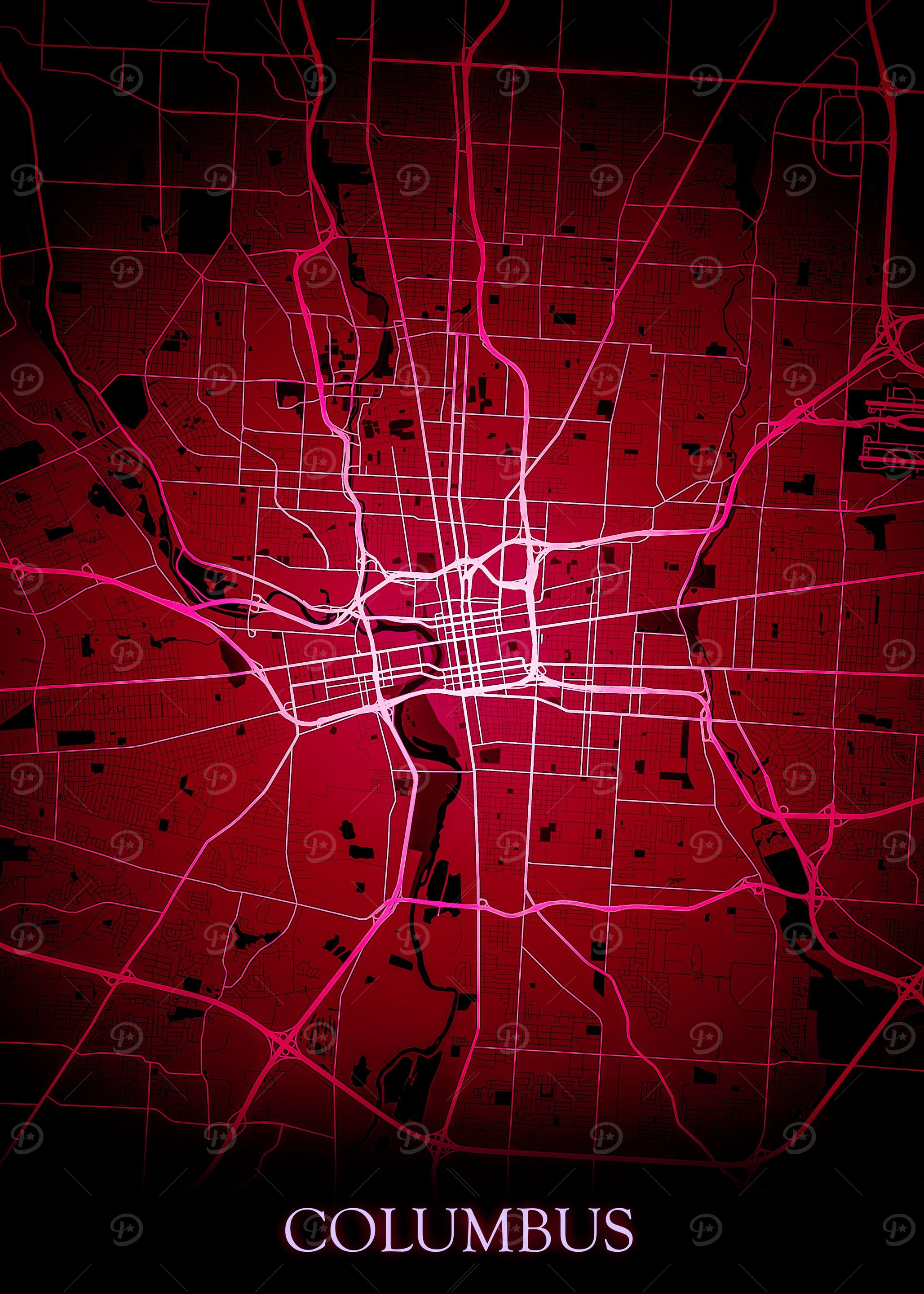 Columbus red Map