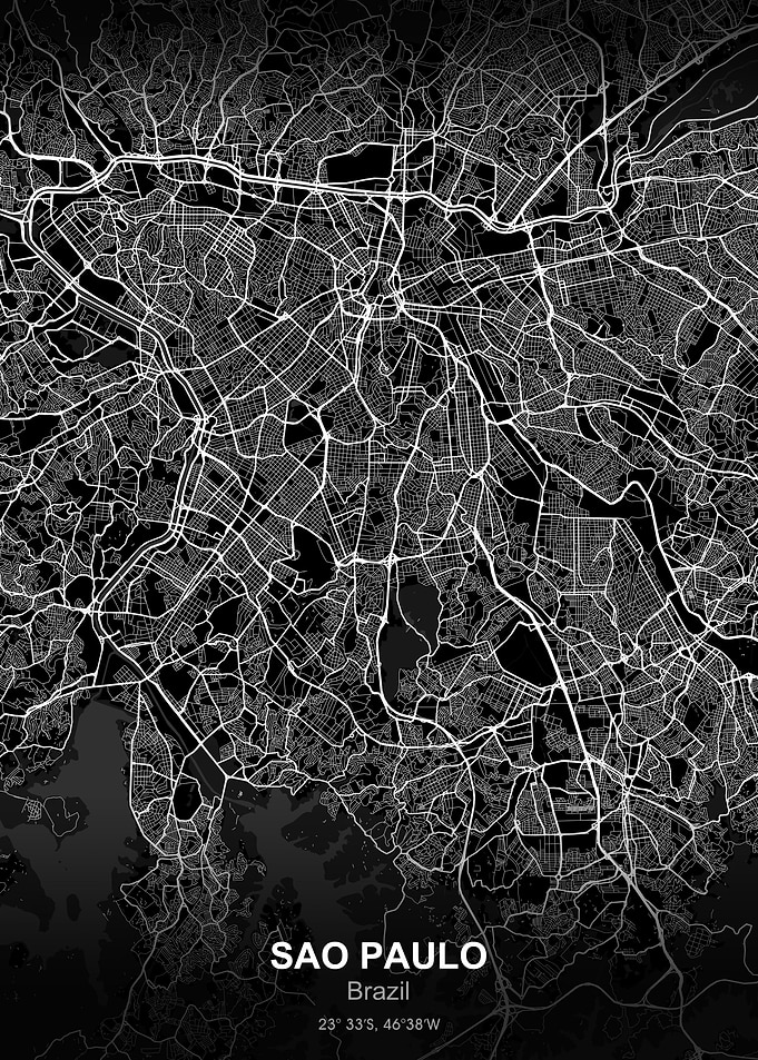 sao paulo city map black