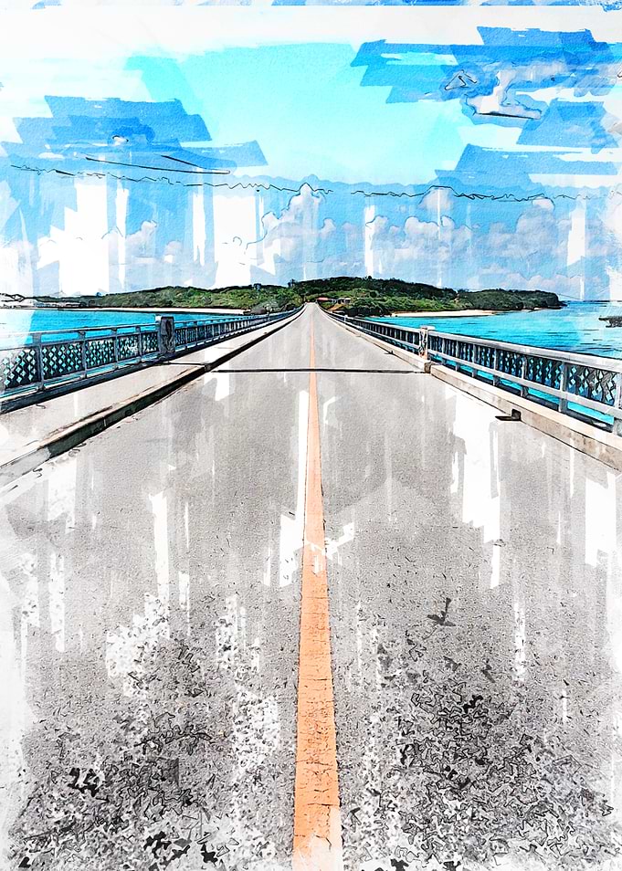 Straight Road Bridge Japan
