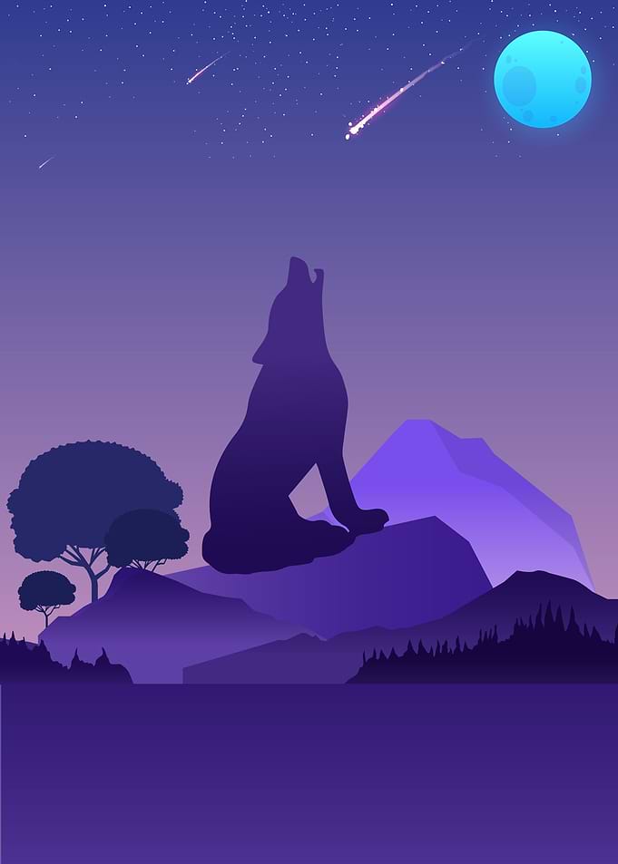 Wolf Howling at the Moon