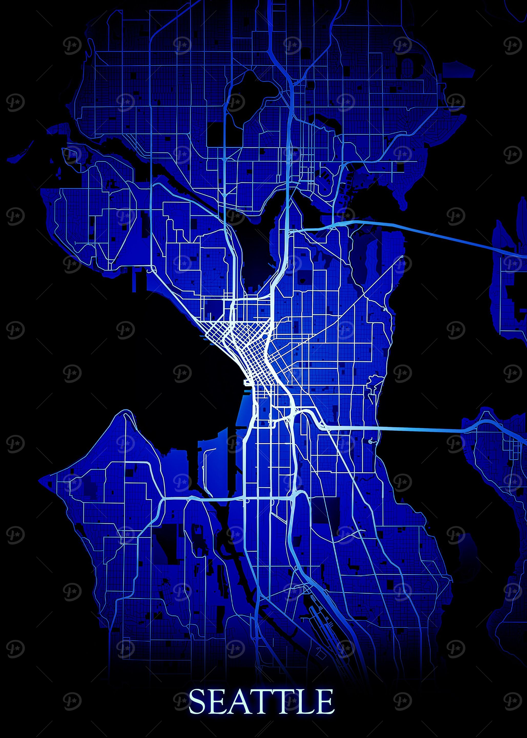 Seattle Blue Map