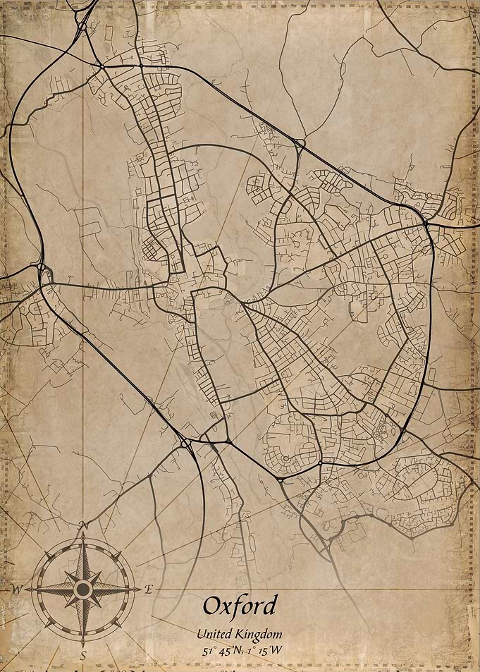 oxford vinatge map