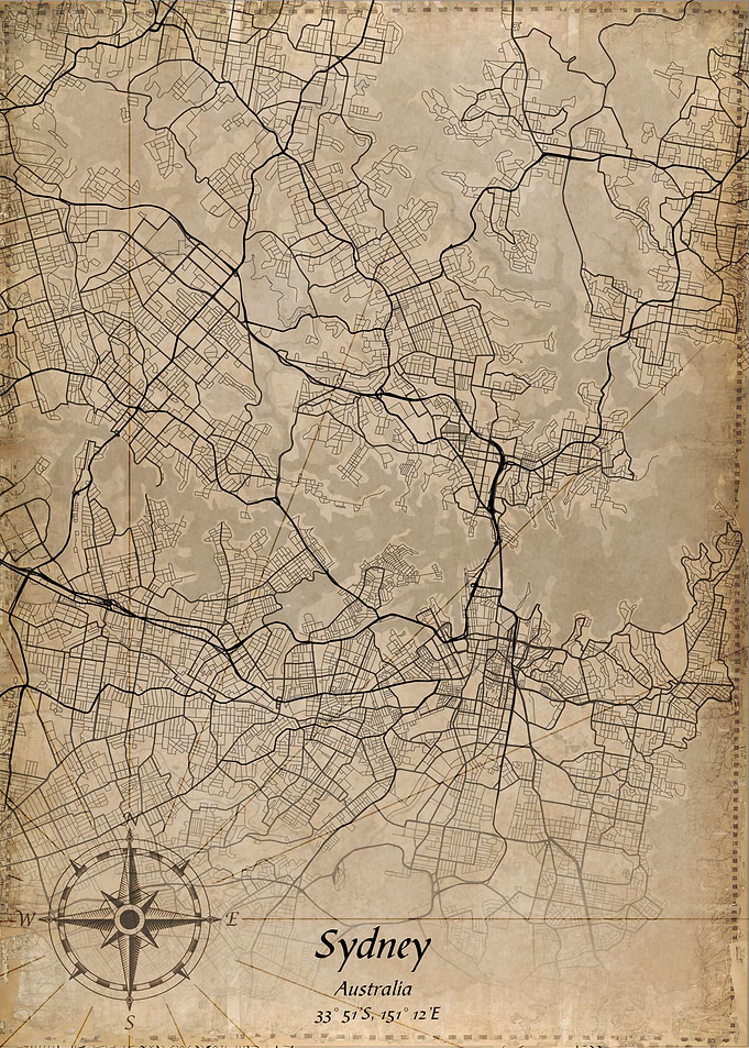 sydney vinatge map