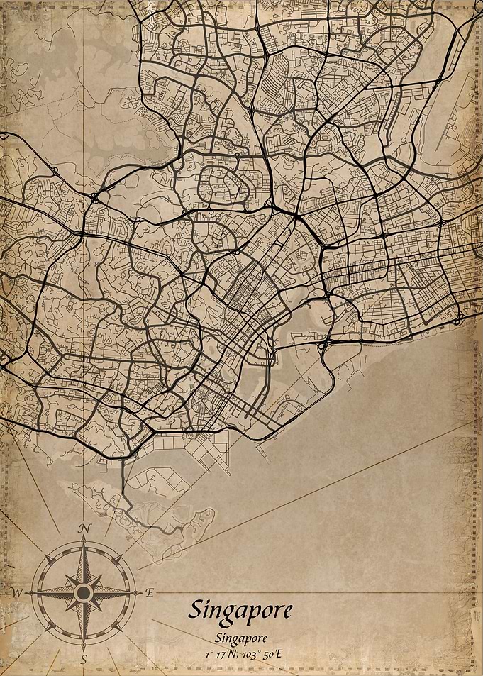 singapore vinatge map