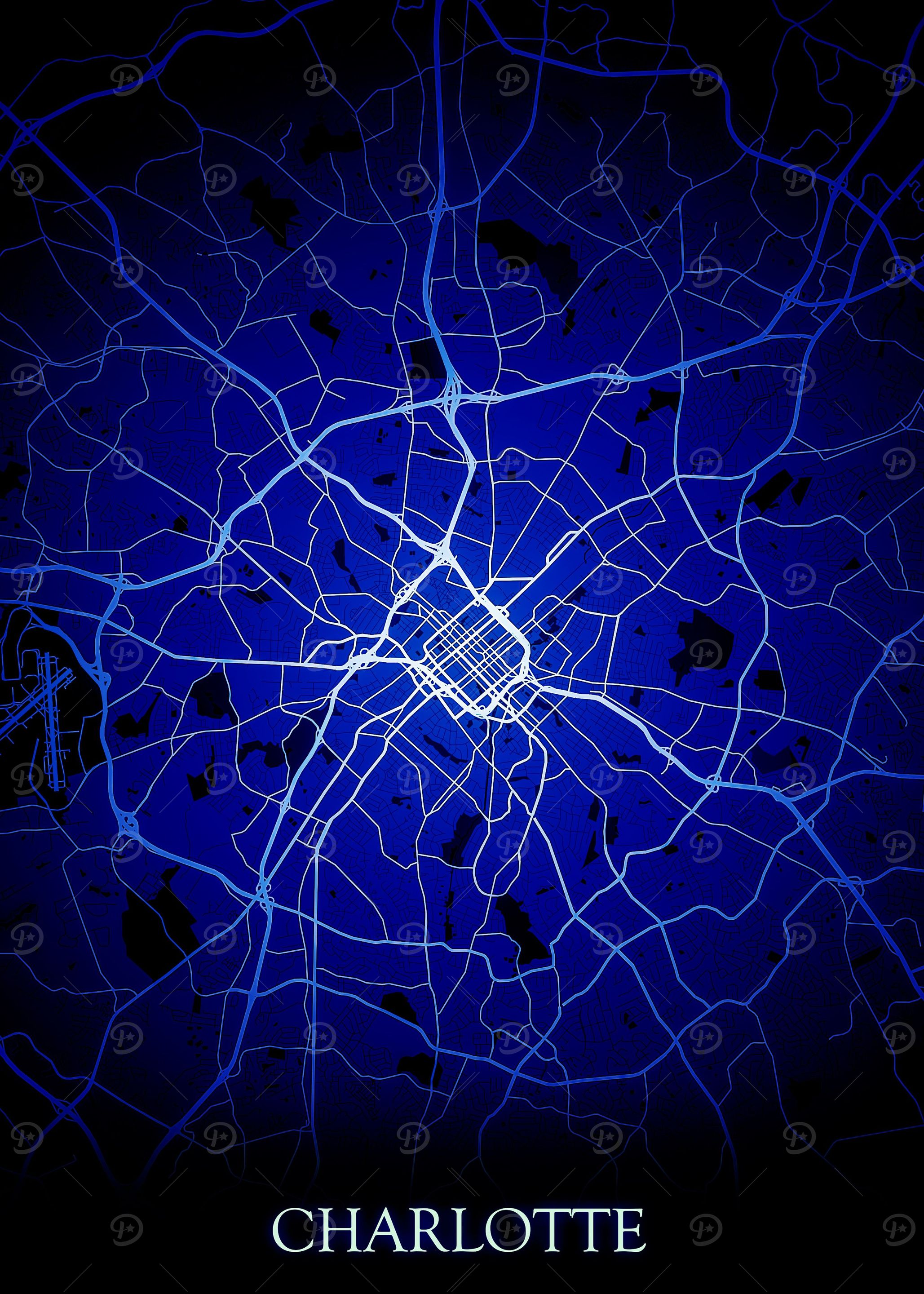 Charlotte Blue Map