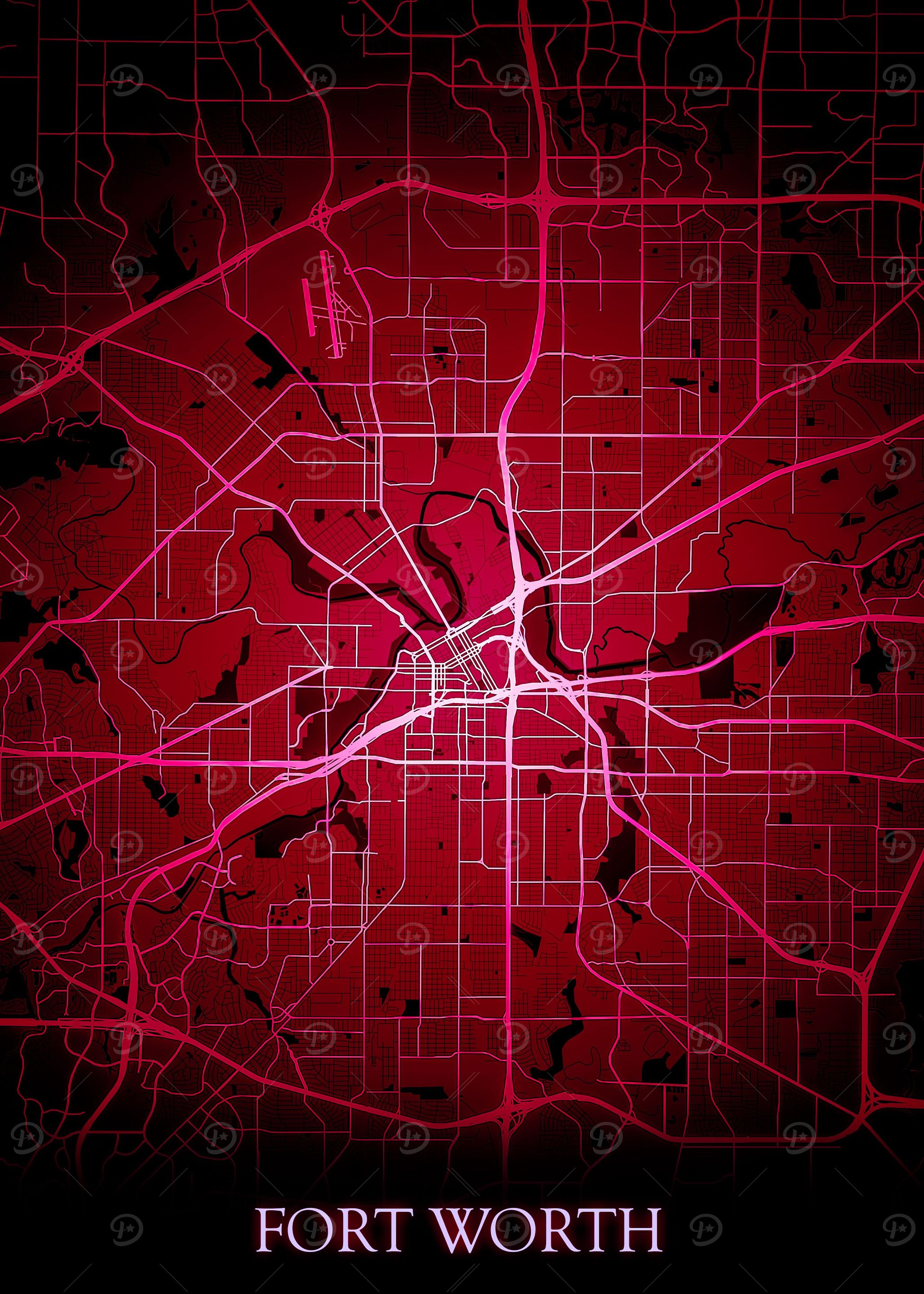 Fort Worth red Map