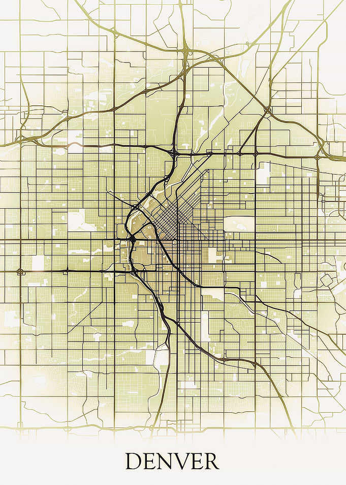 Denver Monocrome Map