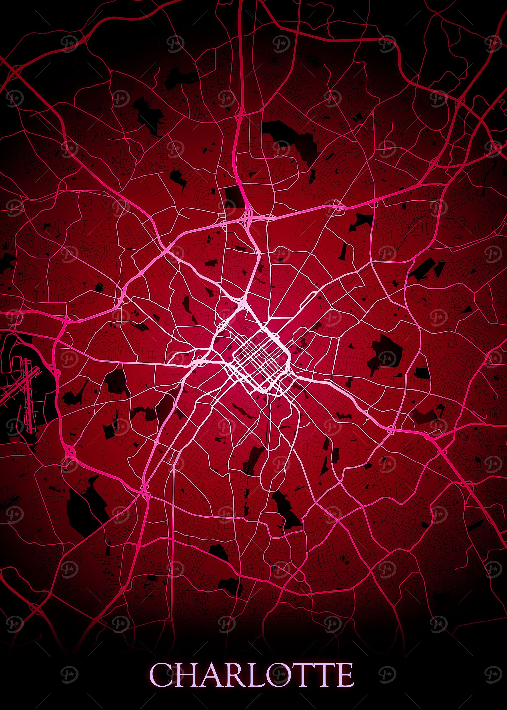 Charlotte red Map