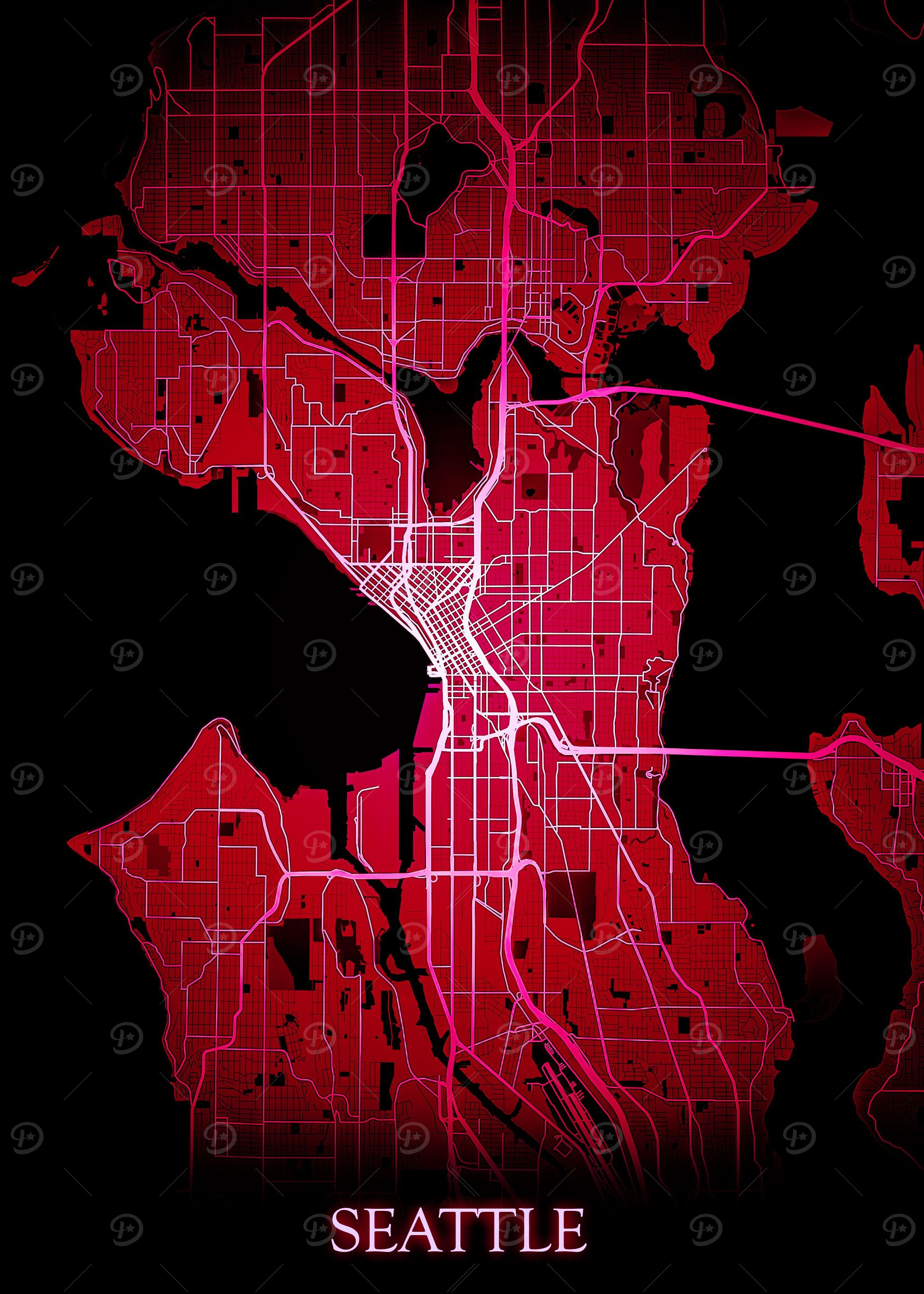 Seattle red Map