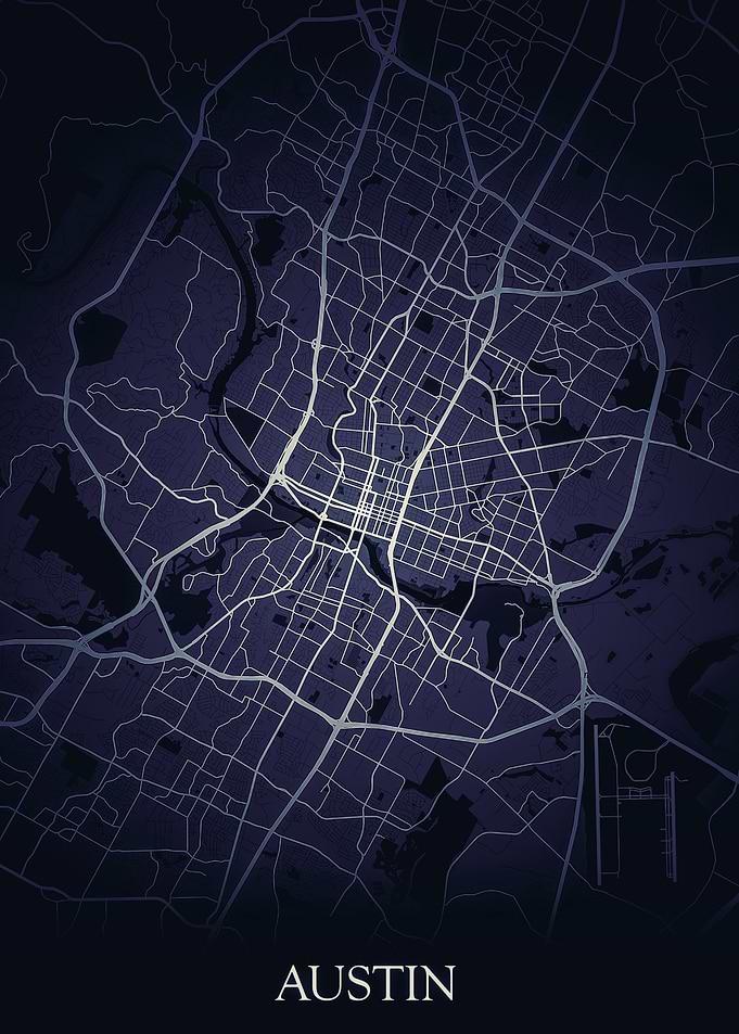 Austin Texas Night Map