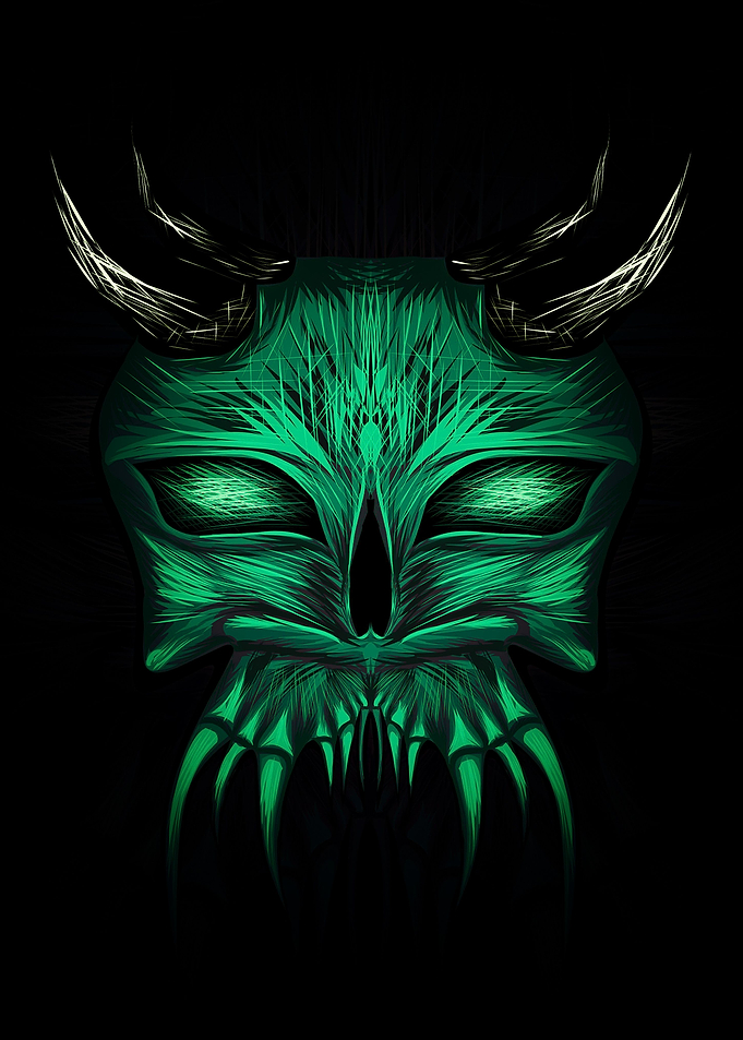 abstract green onimask