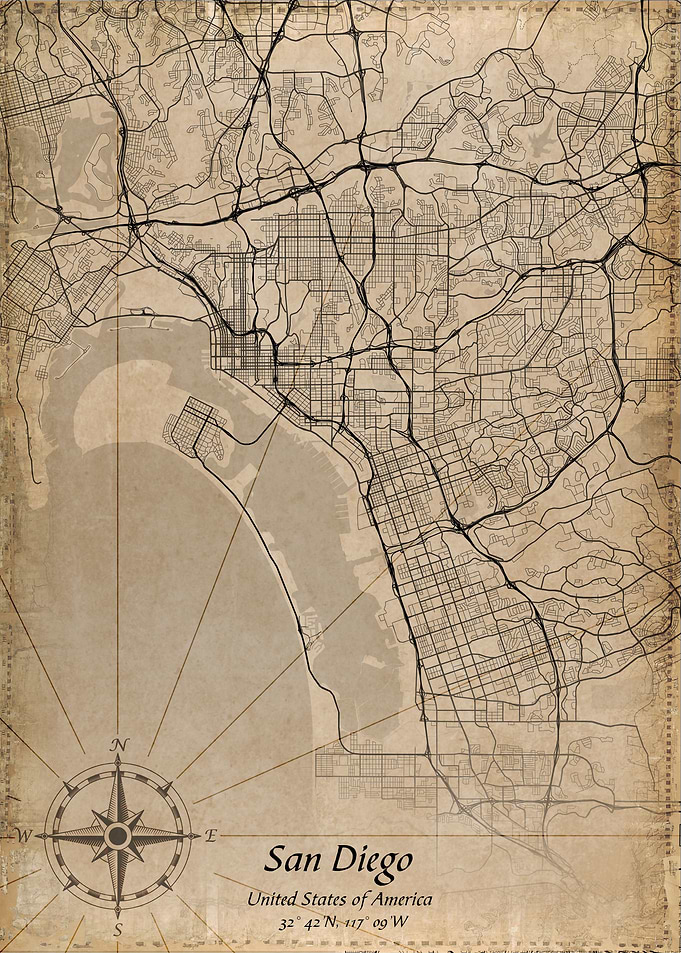 san diego vintage map