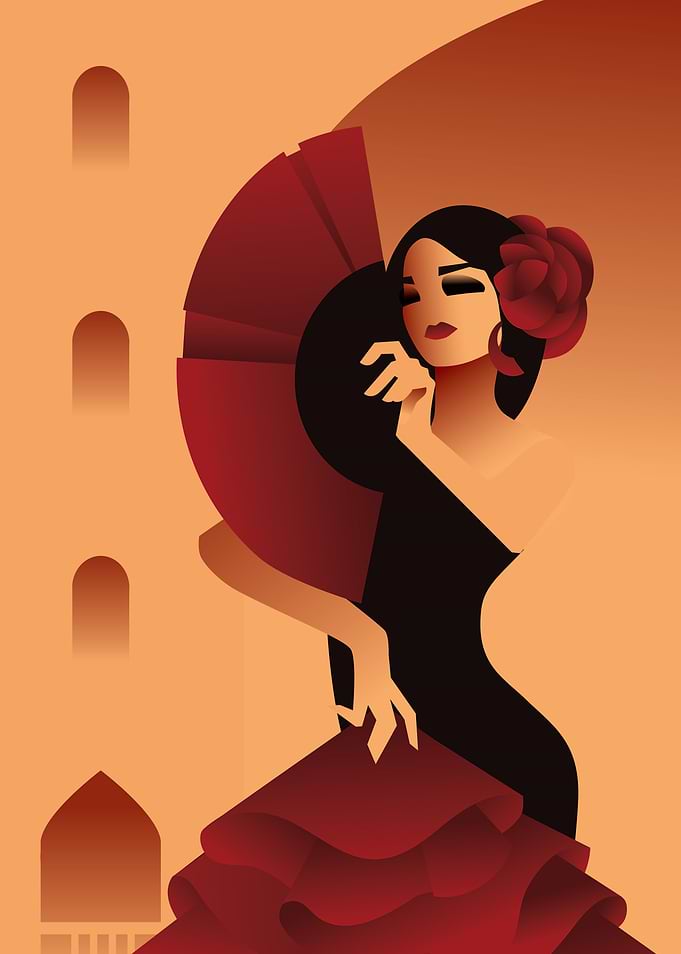 Spanish Lady in black dres