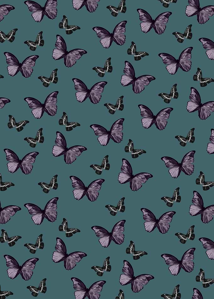 Teal Lavender Butterfly 1