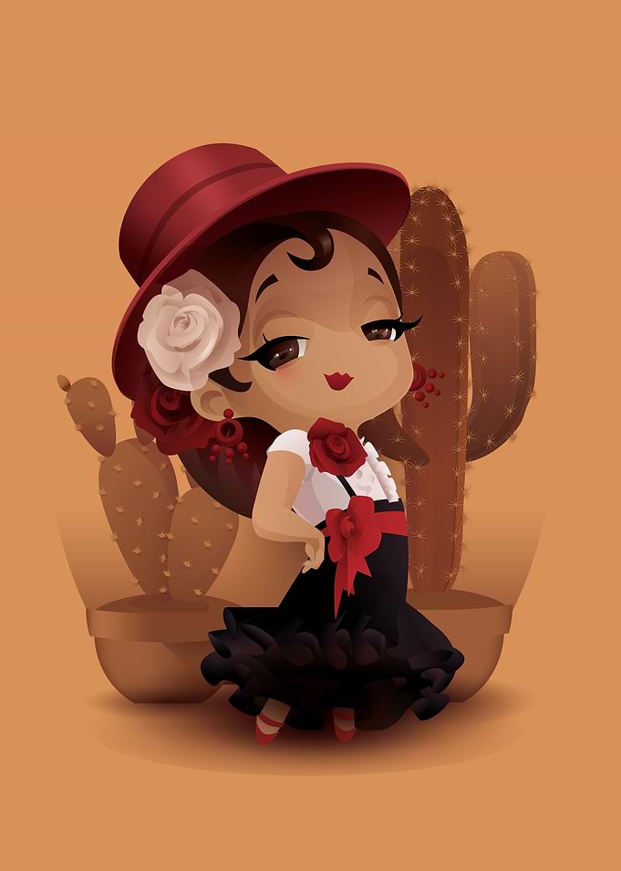 Chibi flamenco in spanish