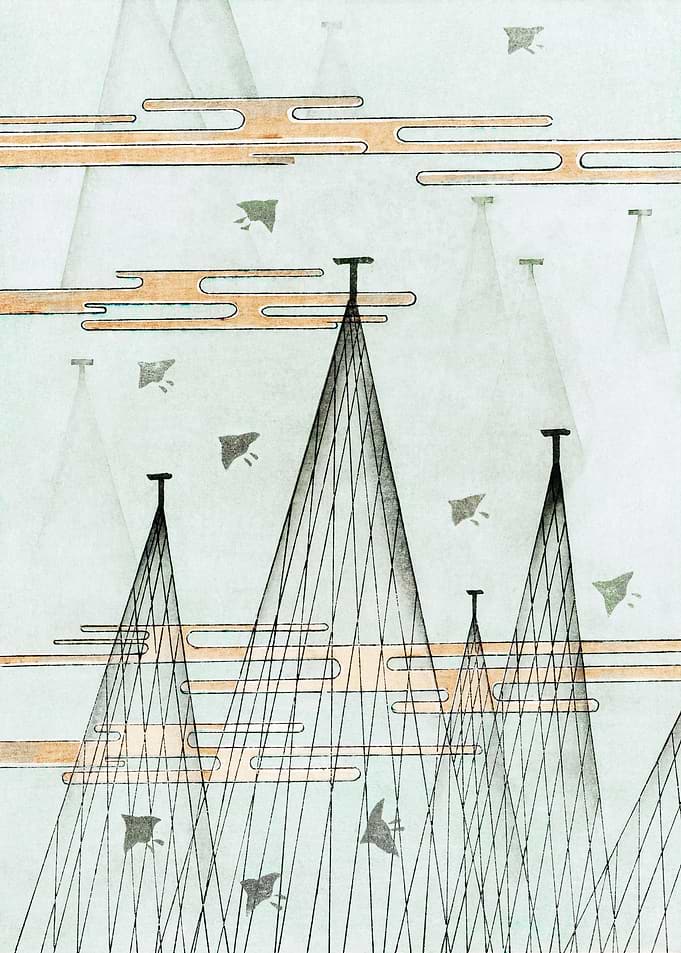 Skyscape with birds flying