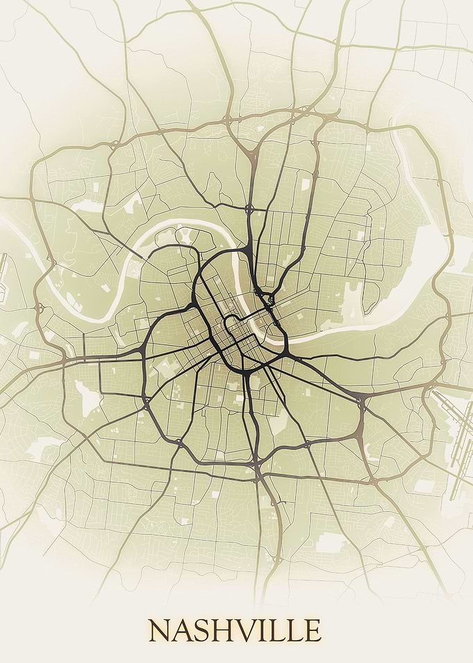 Nashville Monochrome Map