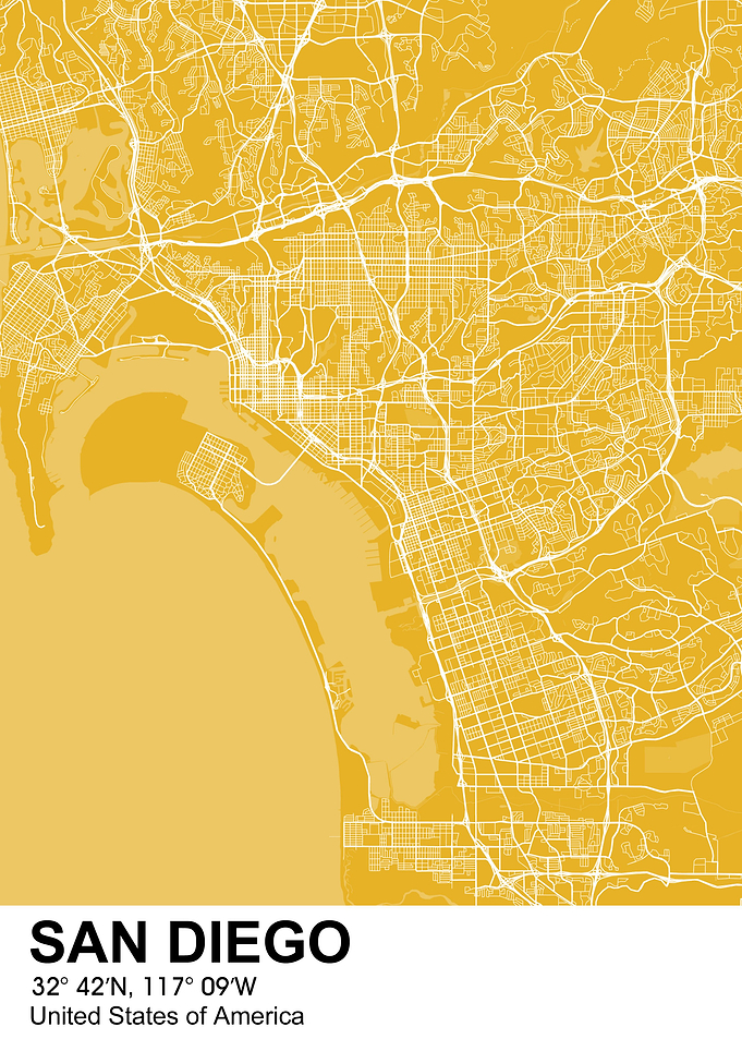 san diego color city map