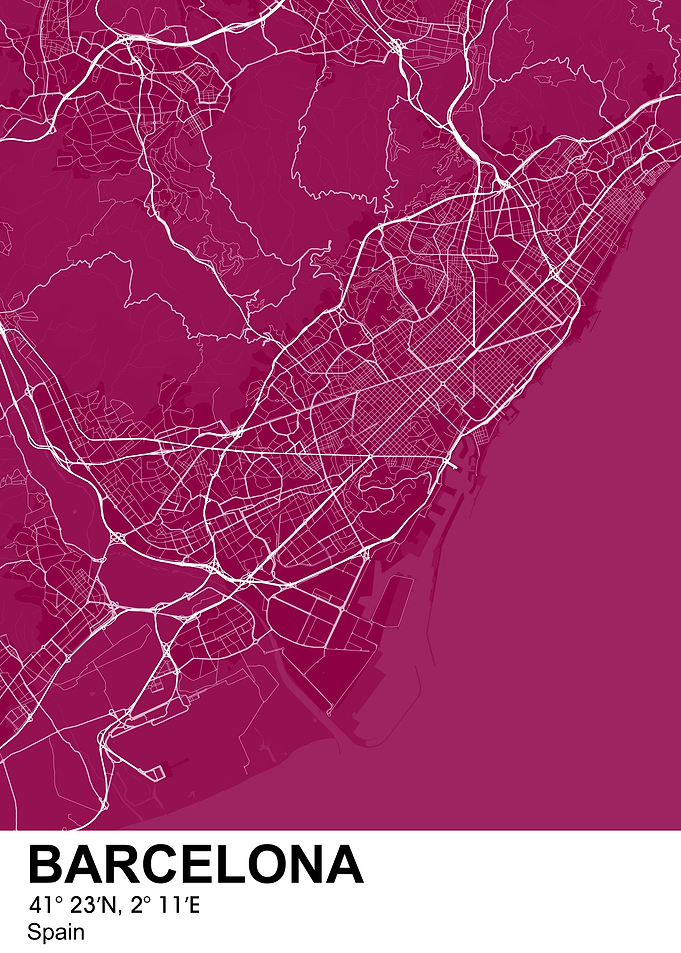 barcelona color city map
