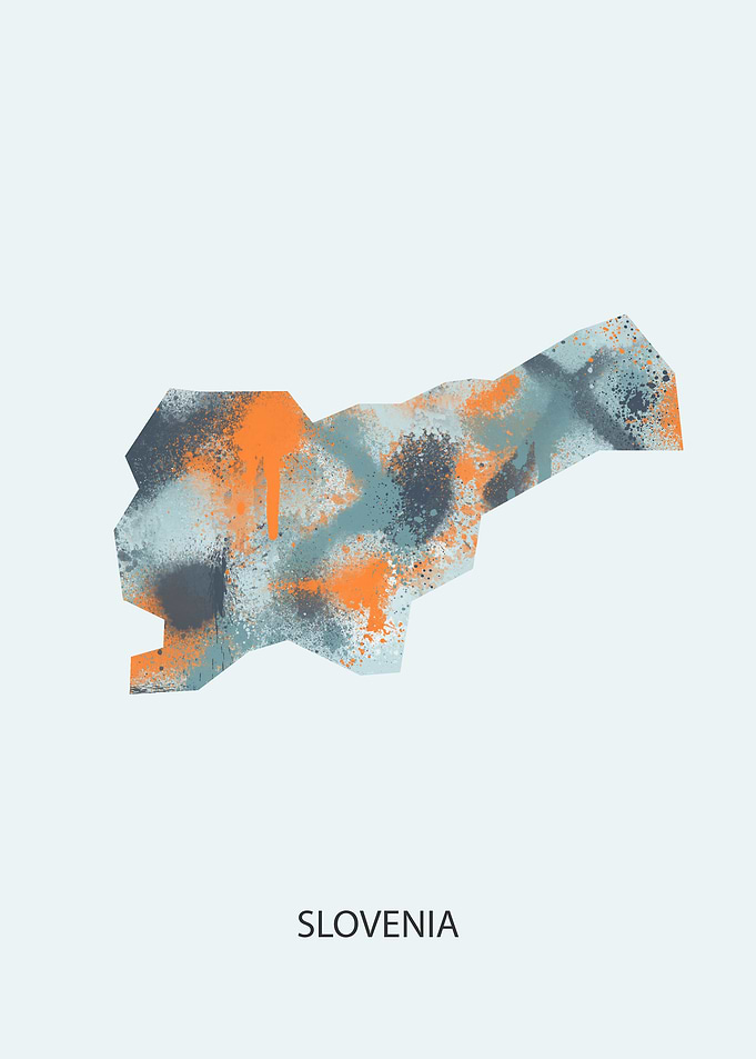Slovenia map spray paint