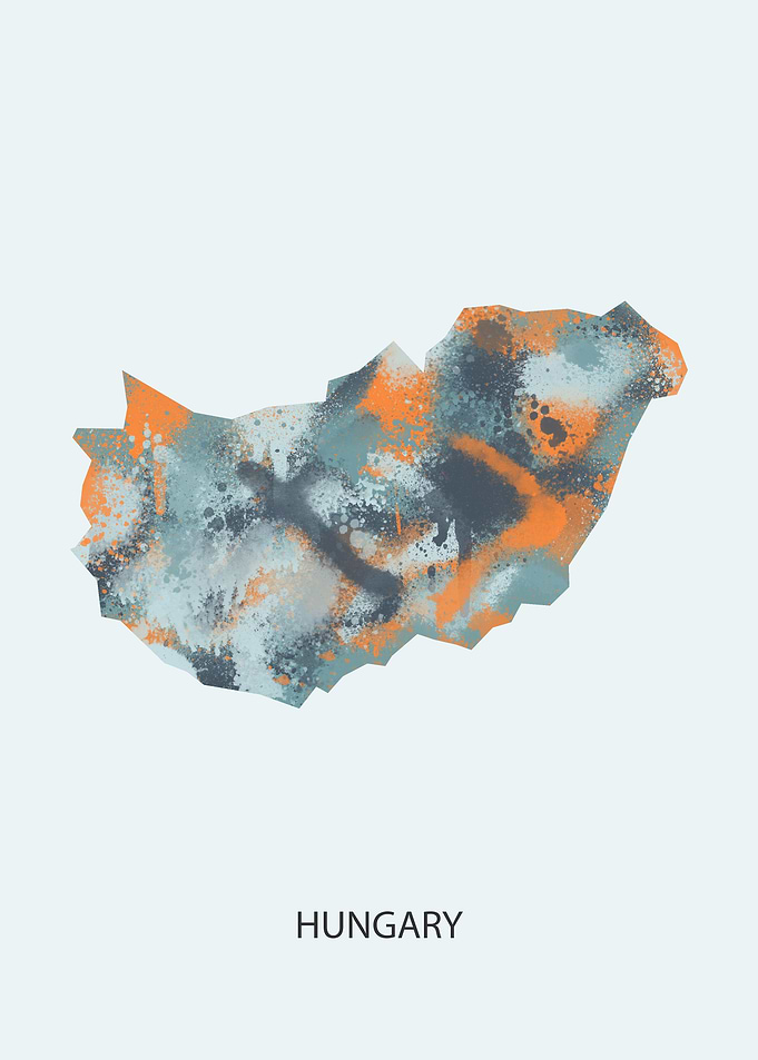 Hungary map spray paint
