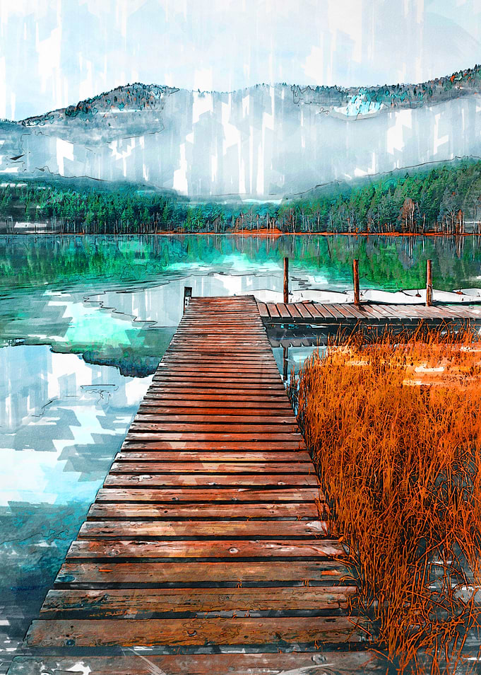 Wooden Jetty Serene Lake