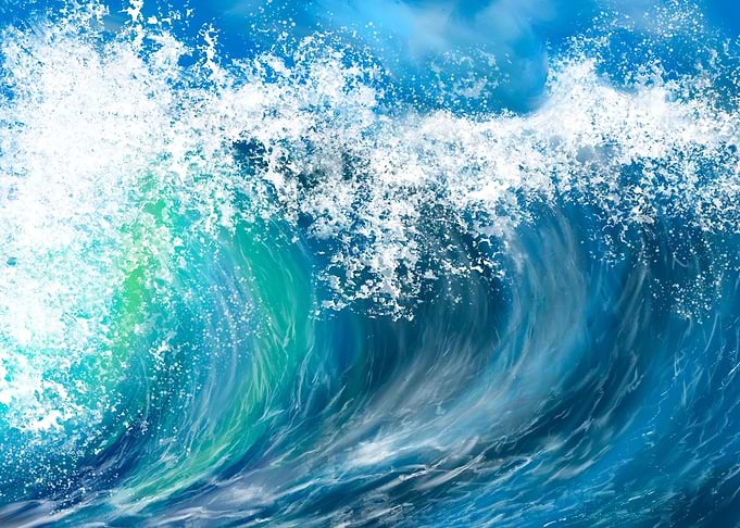 Painting digital sea wave