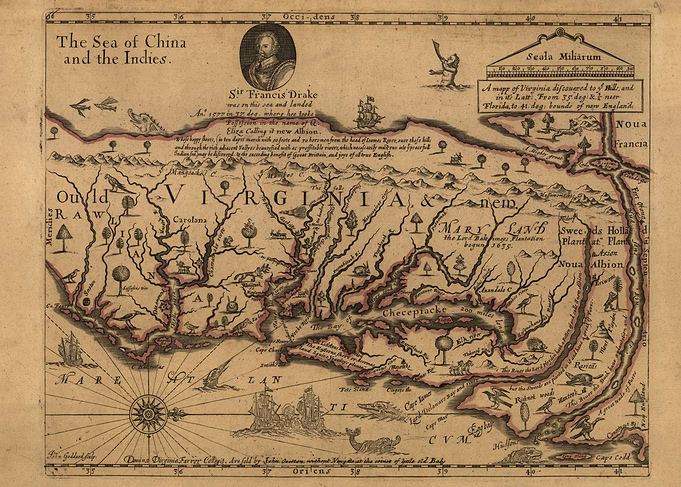 Map of Virginia USA 1667
