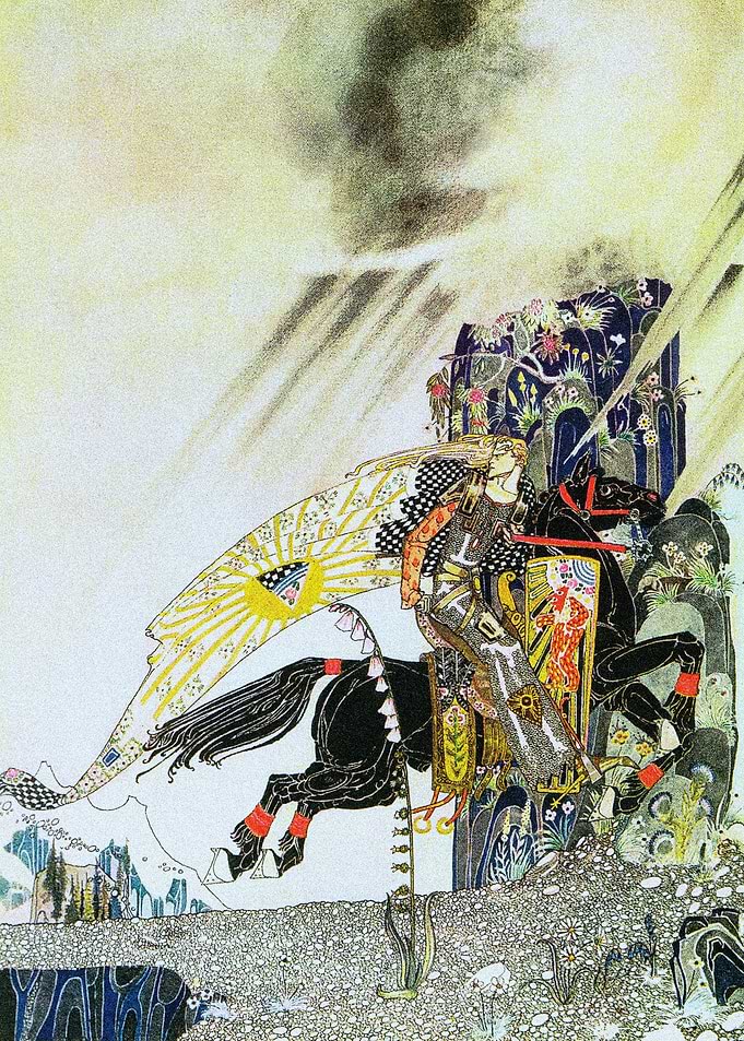 Knight Riding Black Horse