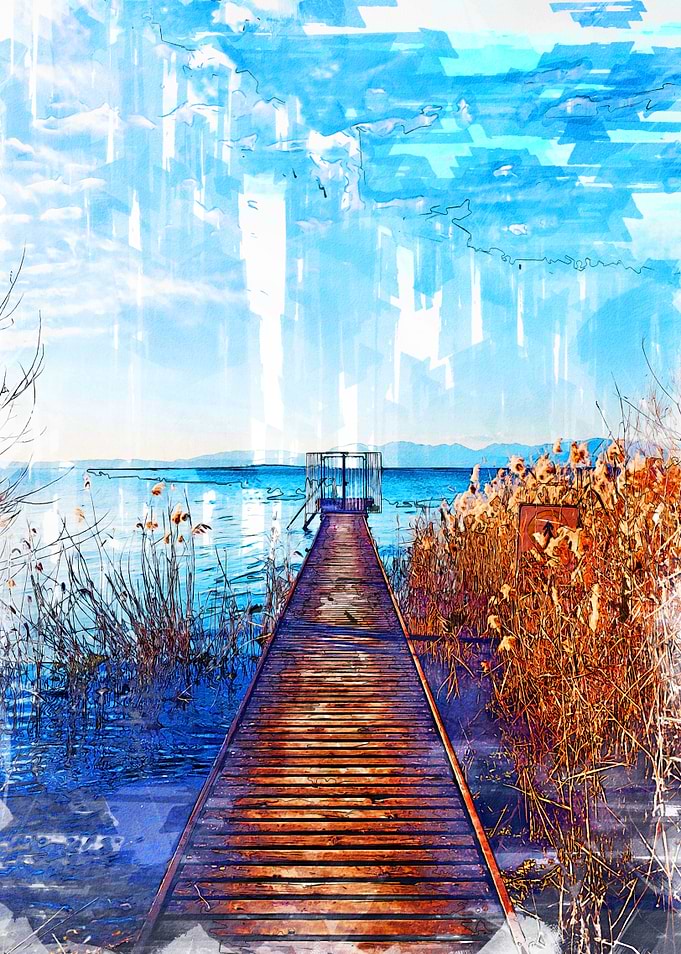 Lake Jetty In Veneto Italy