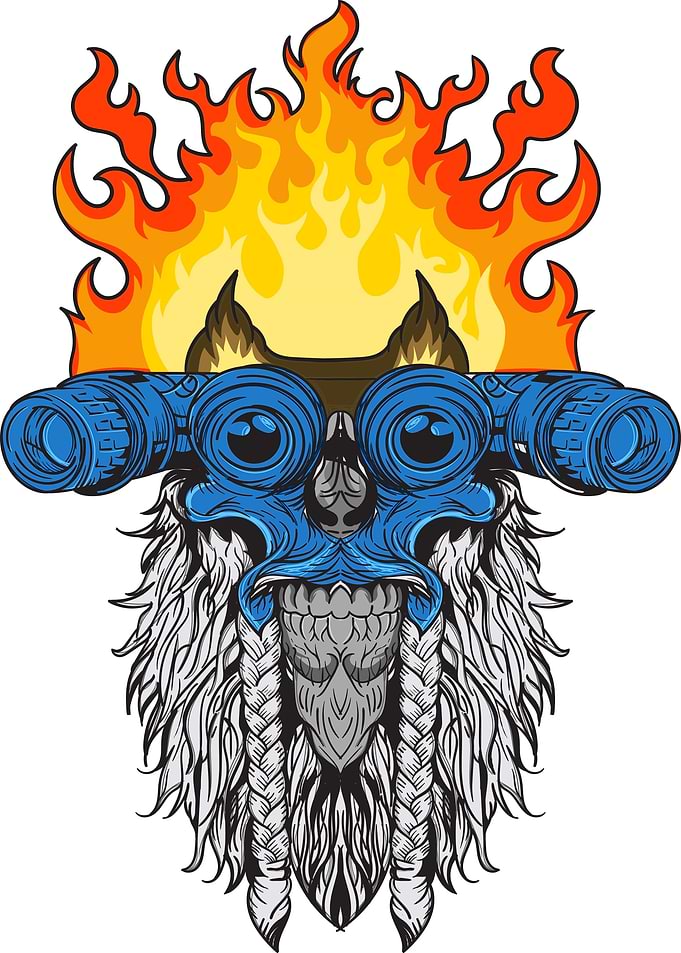 old skull head fire