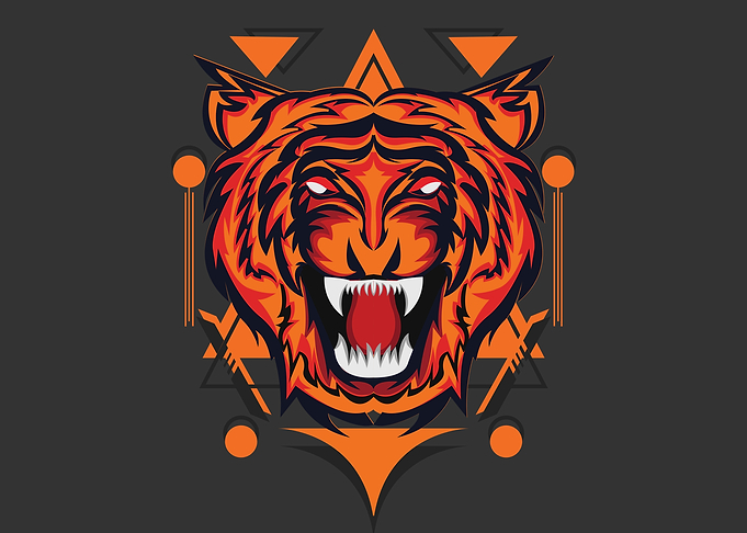 Orange tiger with his ange