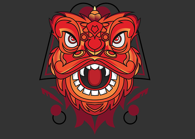 lion dance with traditiona