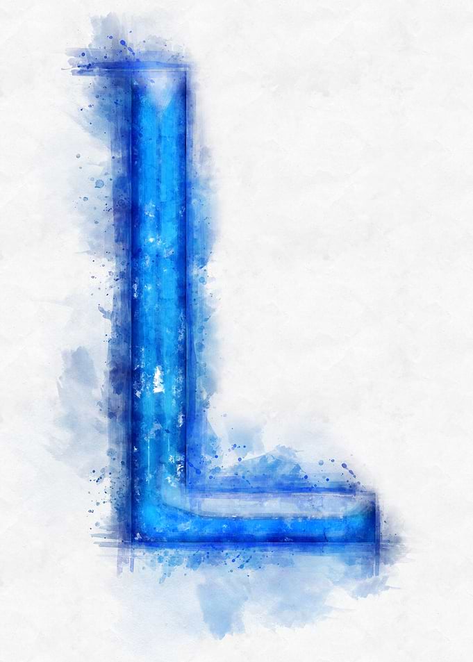 L letter watercolor