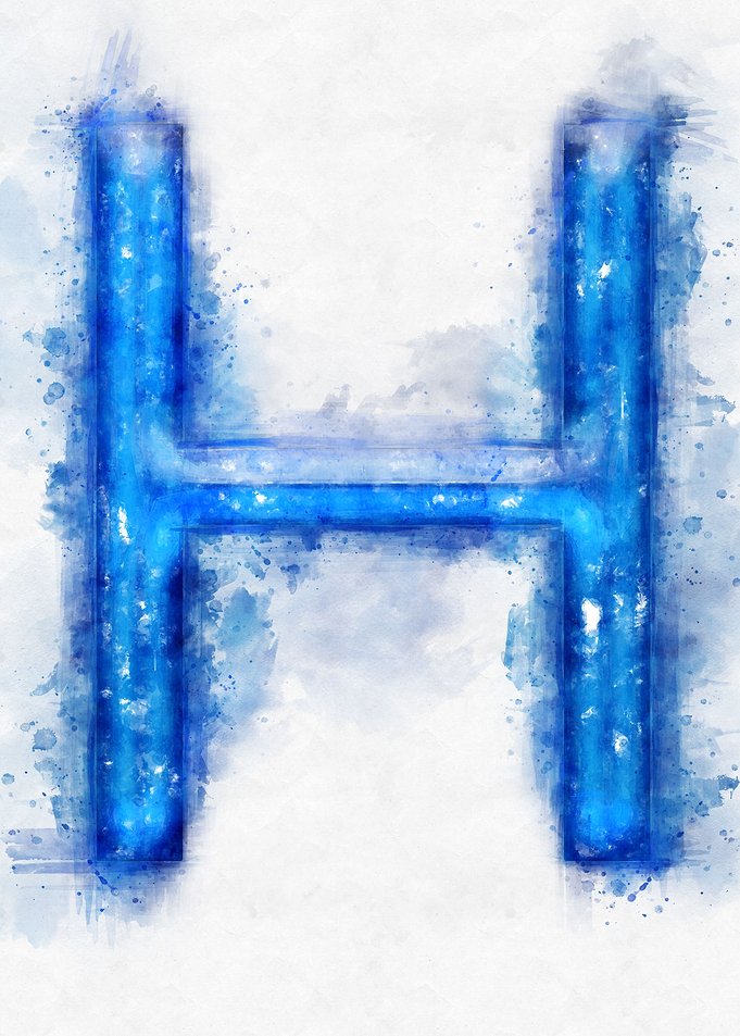 H letter watercolor