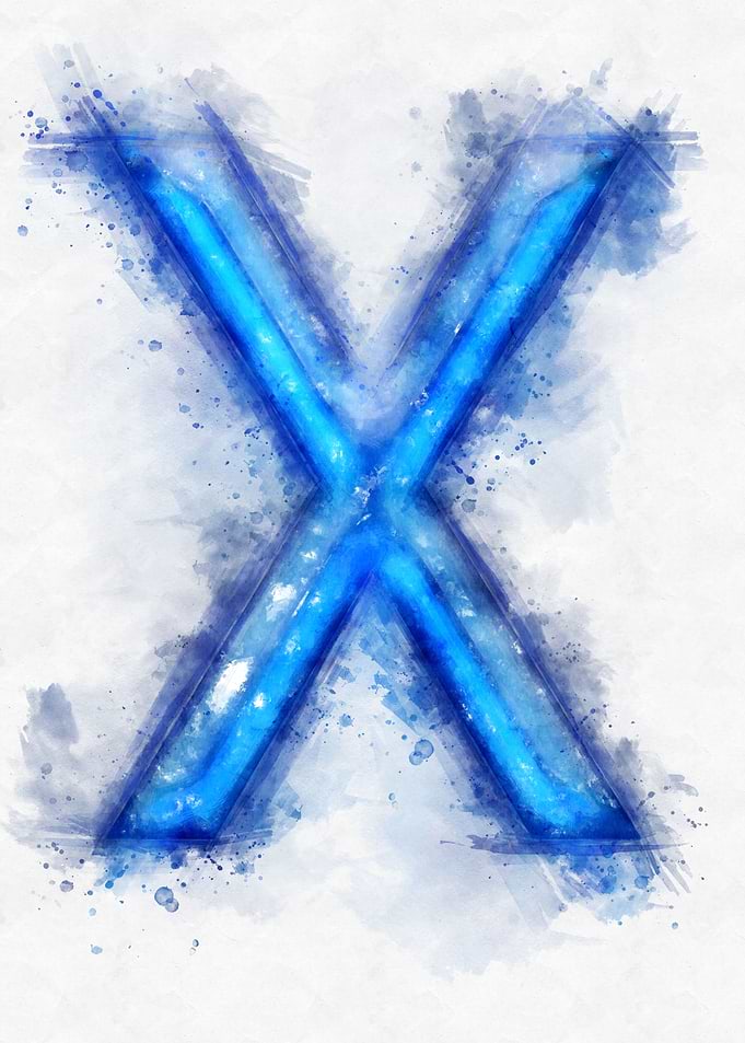 X letter watercolor