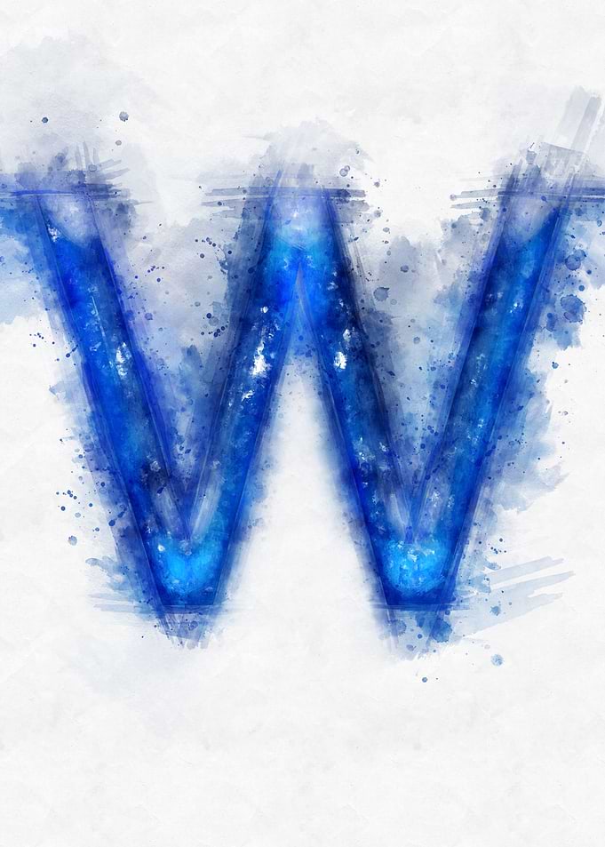 W letter watercolor