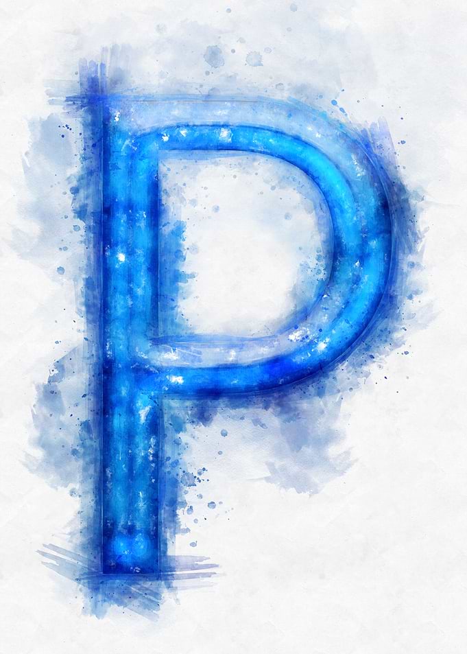 P letter watercolor