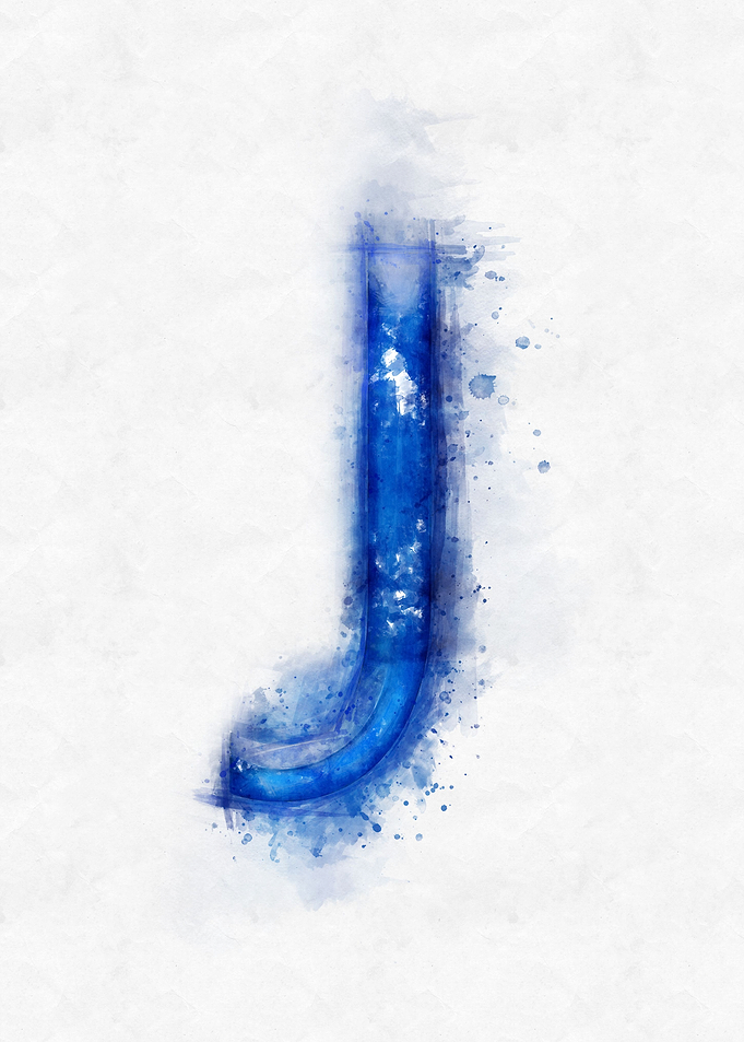 J letter watercolor