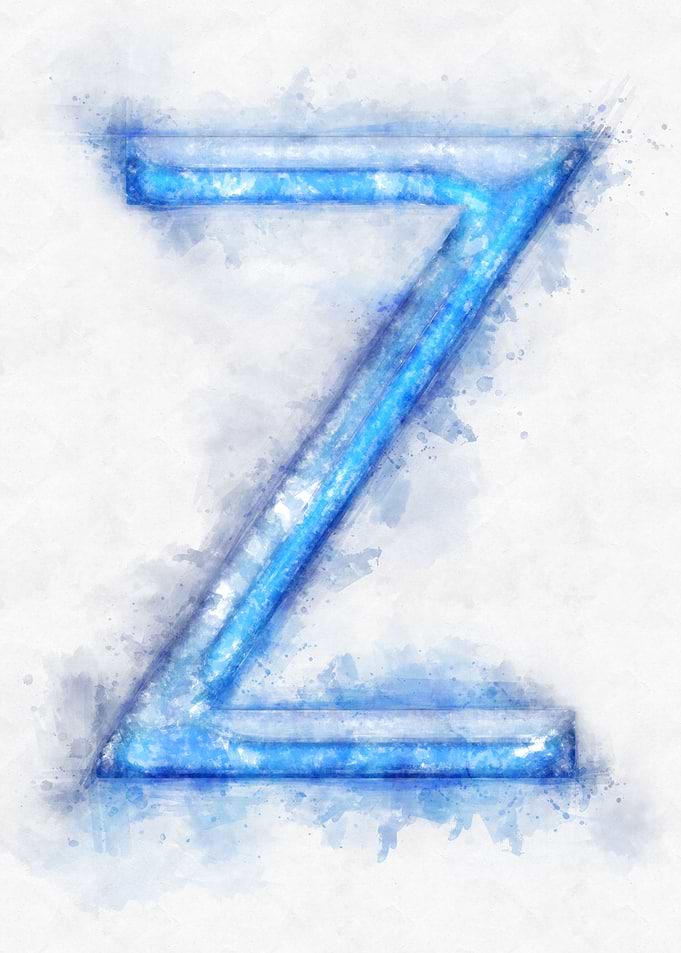 Z letter watercolor