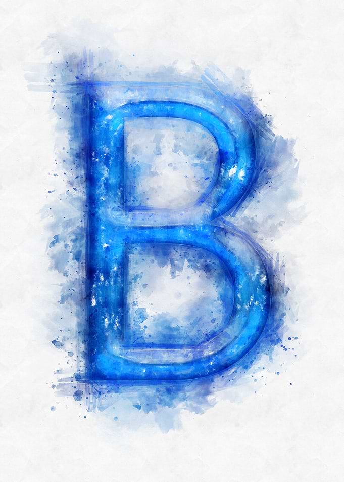 B letter watercolor