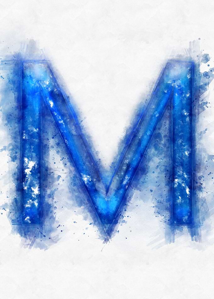 M letter watercolor