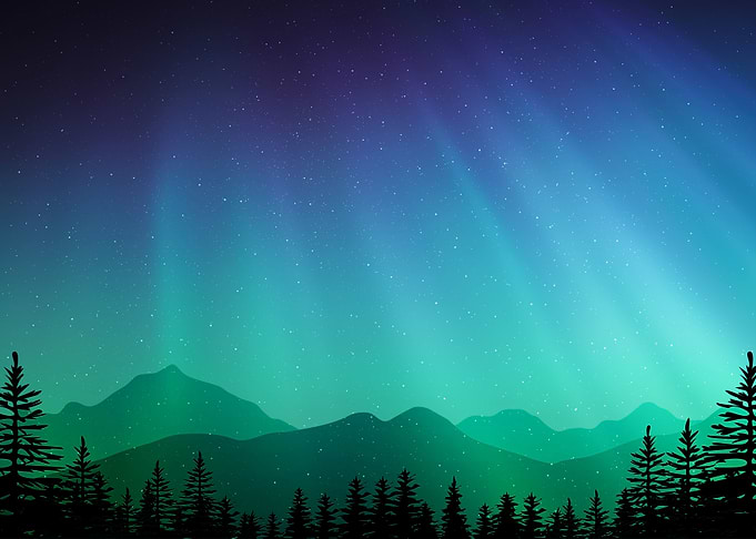 Aurora Synthwave space art