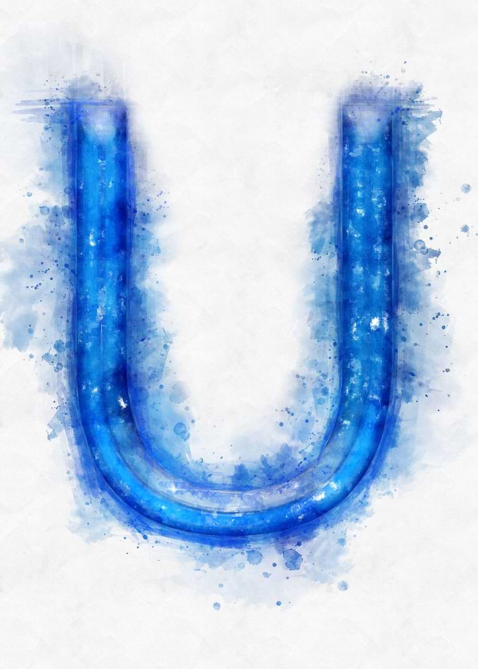 U letter watercolor