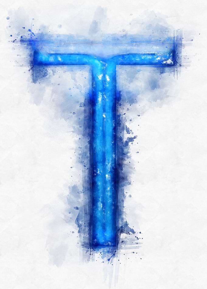 T letter watercolor