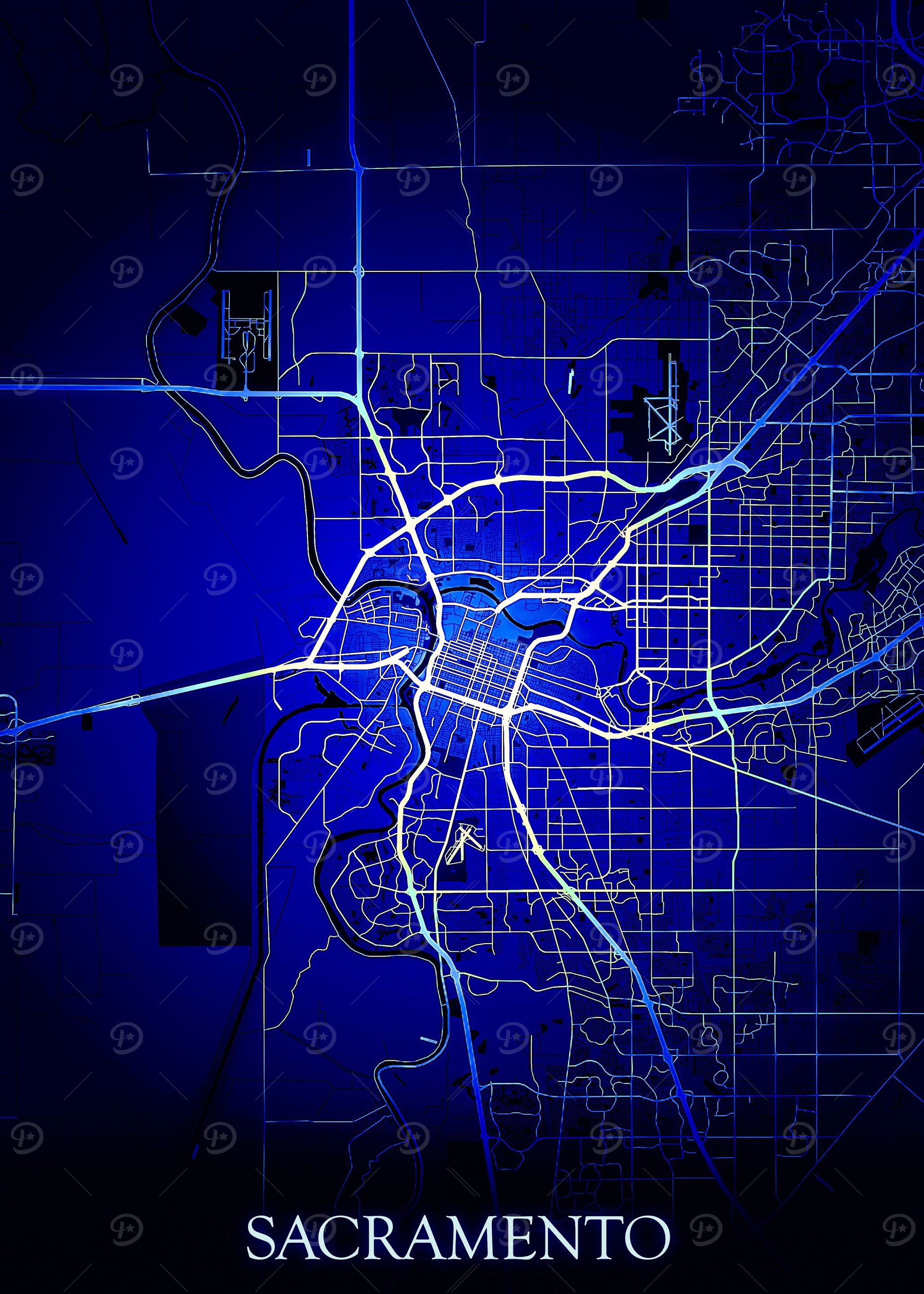 Sacramento Blue Map